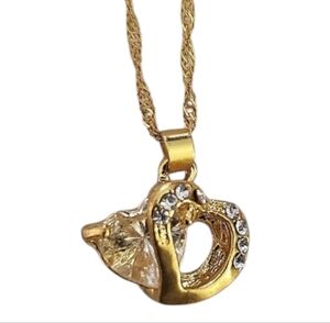 Diamond Accent Heart Shaped Gold Tone Necklace